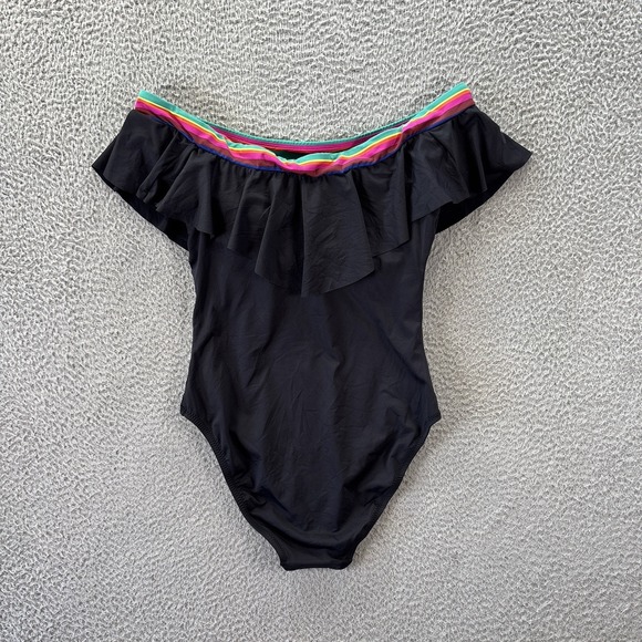 Trina Turk Swimsuit Womens 8 Off Shoulder Ruffle One Piece Vacation Beach Resort - Picture 3 of 6